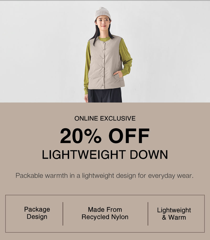 Shop 20% Off Lightweight Down Online Only!