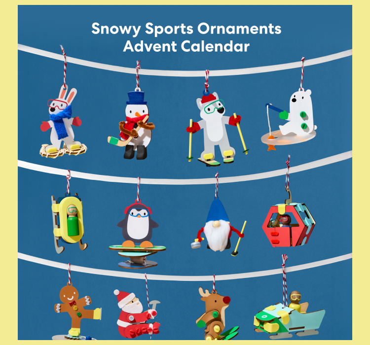 Snowy Sports Ornaments Advent Calendar. Twelve days, twelve winter sports, twelve ornaments you build yourself!
