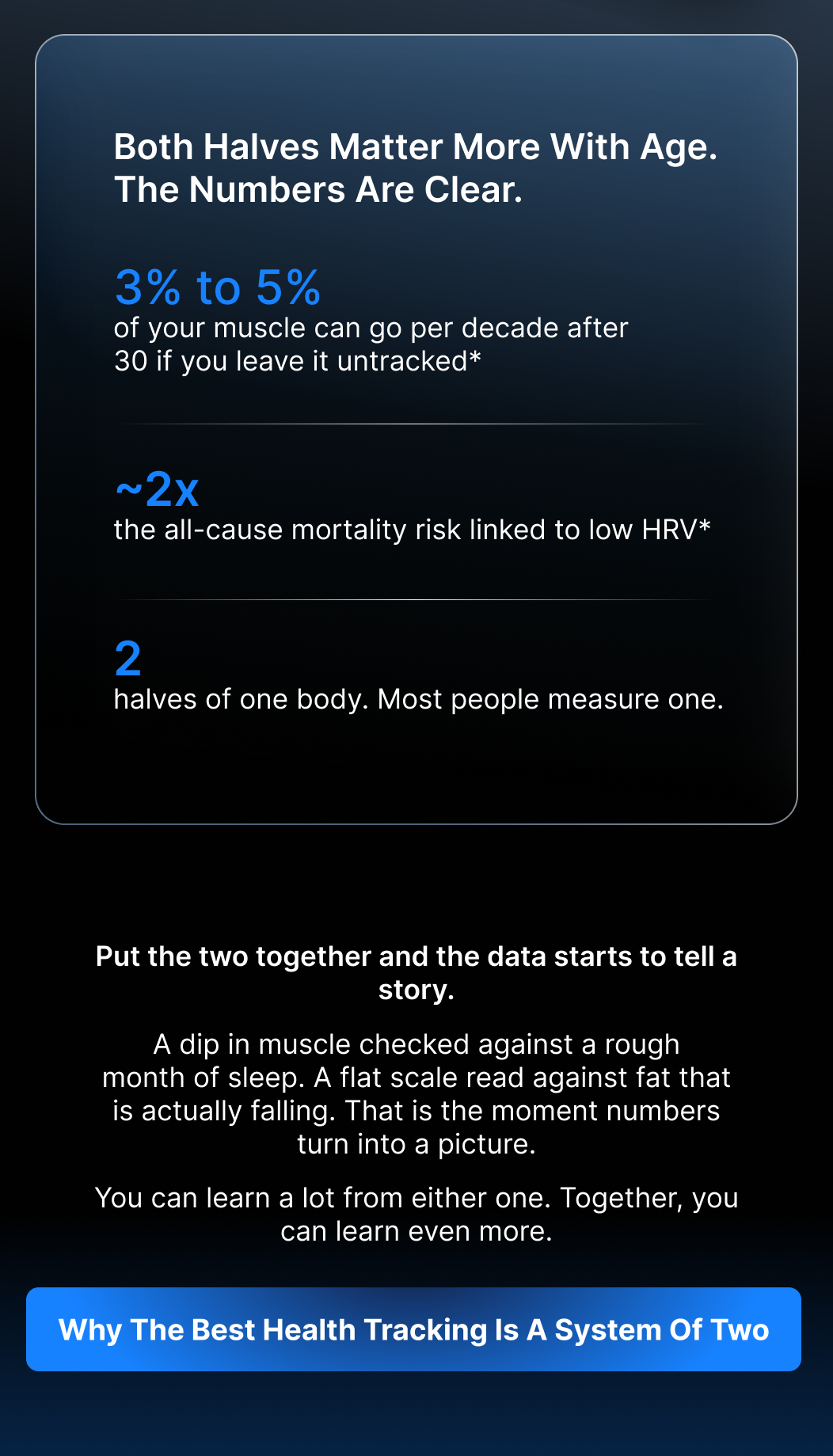 The numbers get clearer with age, that's why two data points beat one.