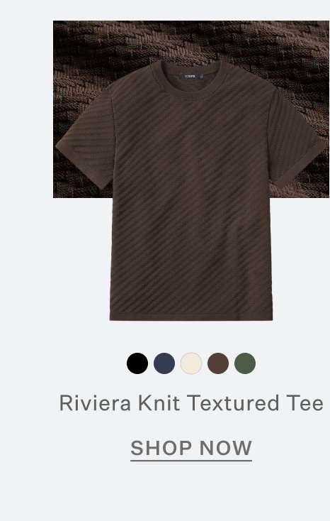Riviera Knit Textured Tee | Burnt Oak | Shop Now
