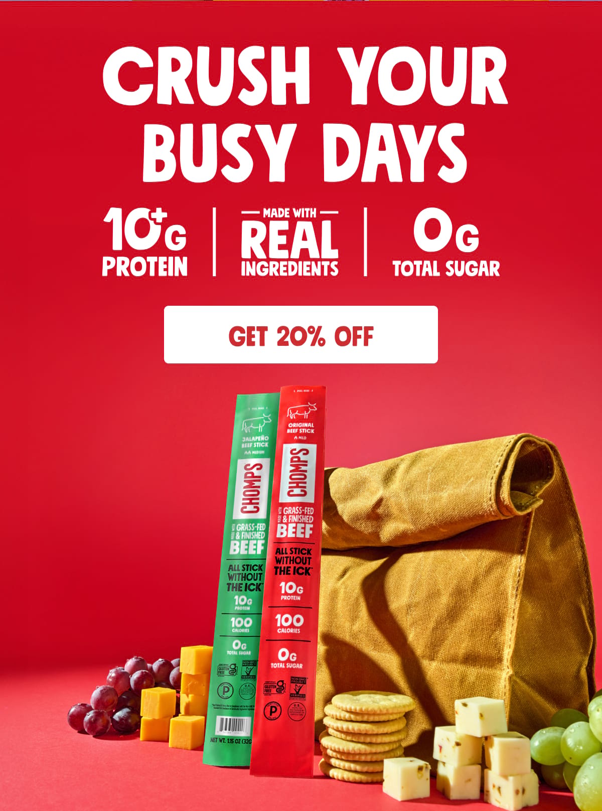 Crush Your Busy Days | 10+g Protein | Made with real ingredients | 0g total sugar | Get 20% off