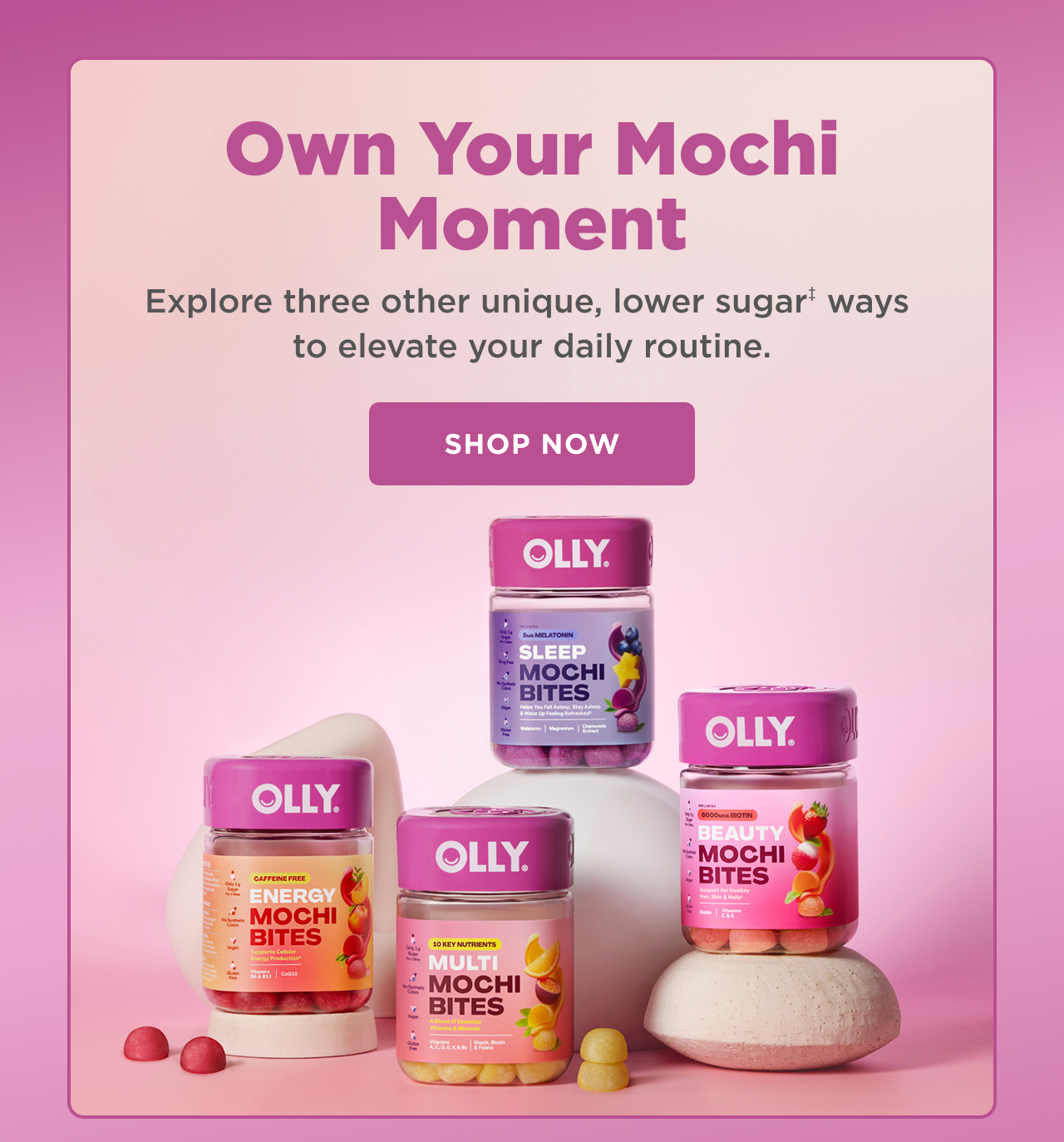 own your own mochi moment explore three other unique lower sugar ways to elevate your daily routine. shop now
