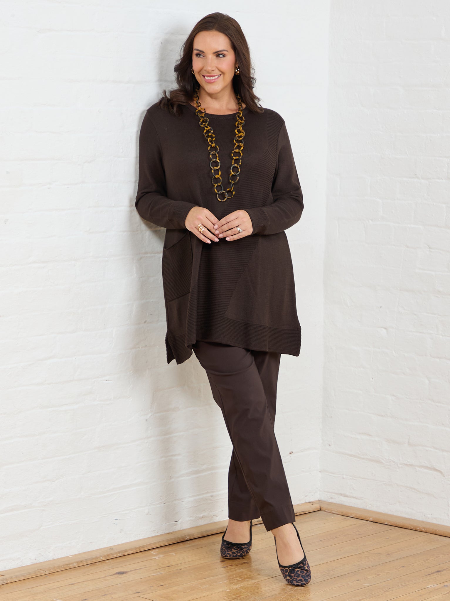 Image of Marie FL by ROBELL Stretch Trouser - Chocolate