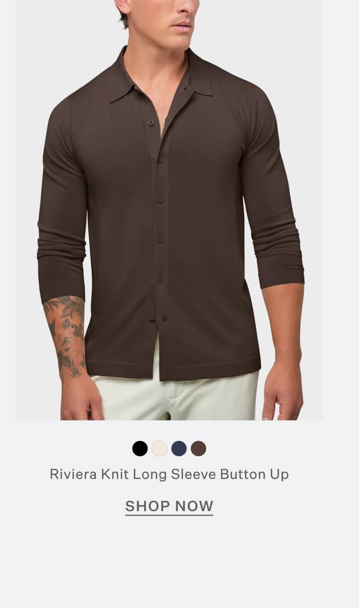 Riviera Knit Long Sleeve Button Up