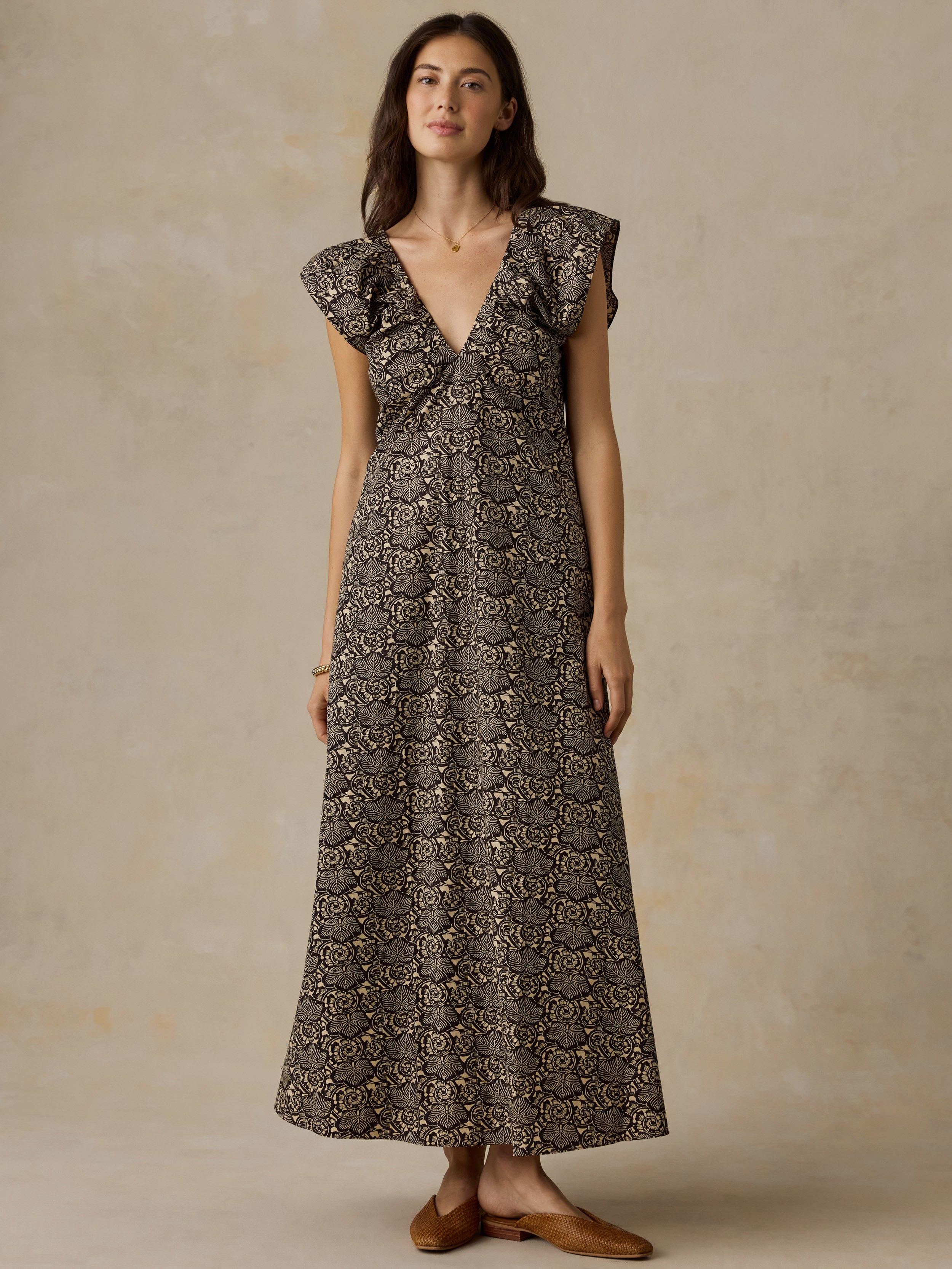 Image of Coastal Poplin Noa Dress - Night Bloom