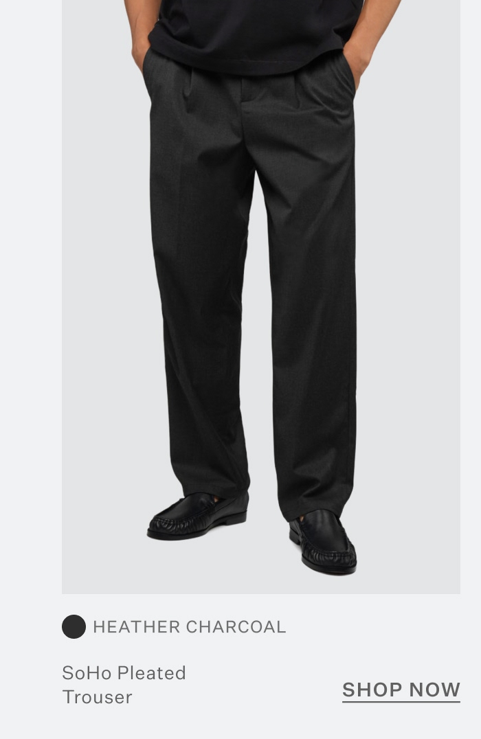 SoHo Pleated Trouser Relaxed-Fit - Heather Charcoal