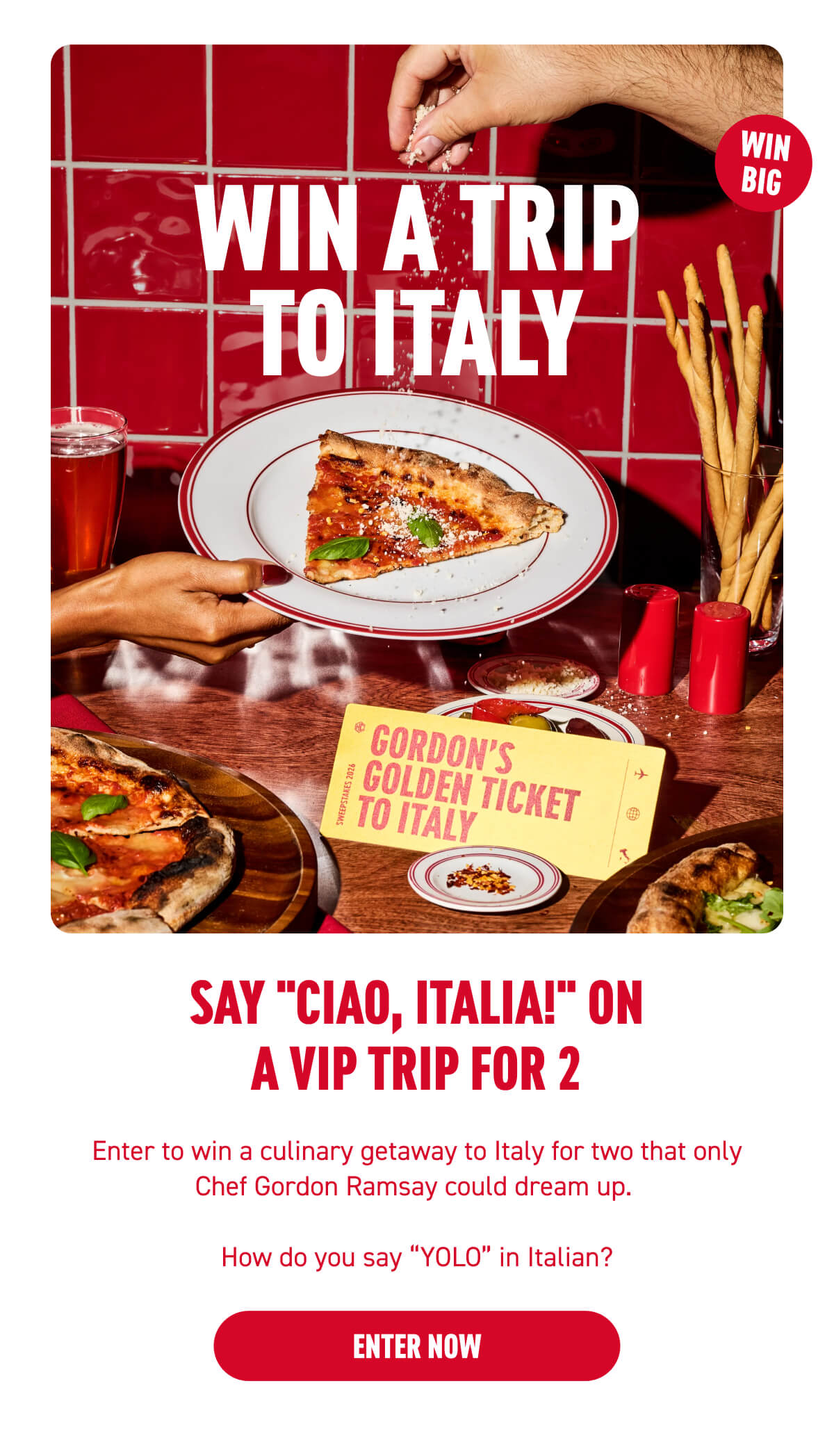 Gordon's Golden Ticket to Italy Giveaway starts now! [Shop Now]