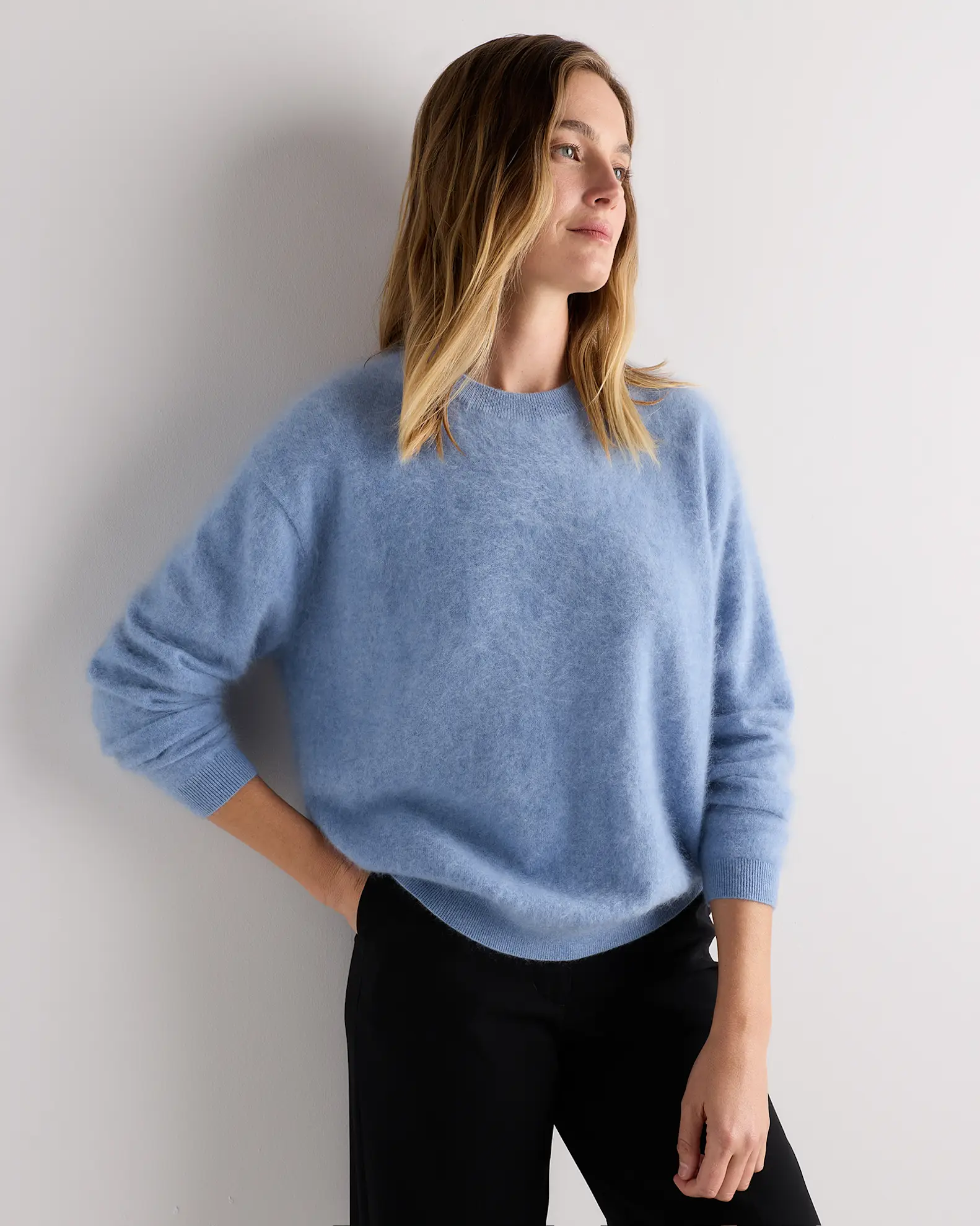 Brushed Cashmere Oversized Crewneck Sweater