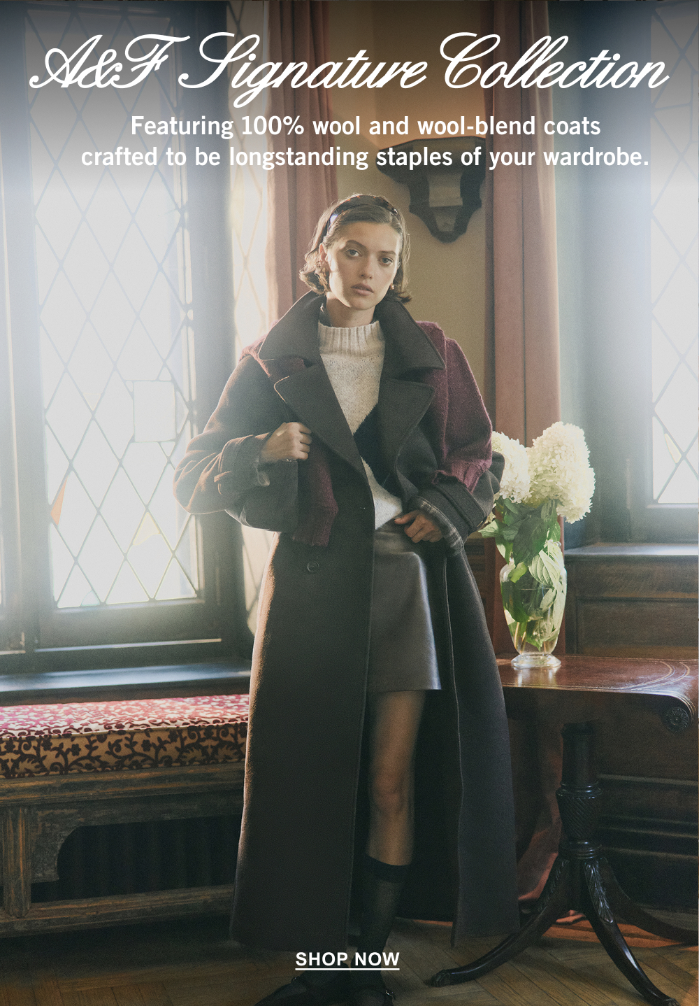 A&F Signature Collection. Featuring 100% wool and wool-blend coats crafted to be longstanding staples of your wardrobe.
