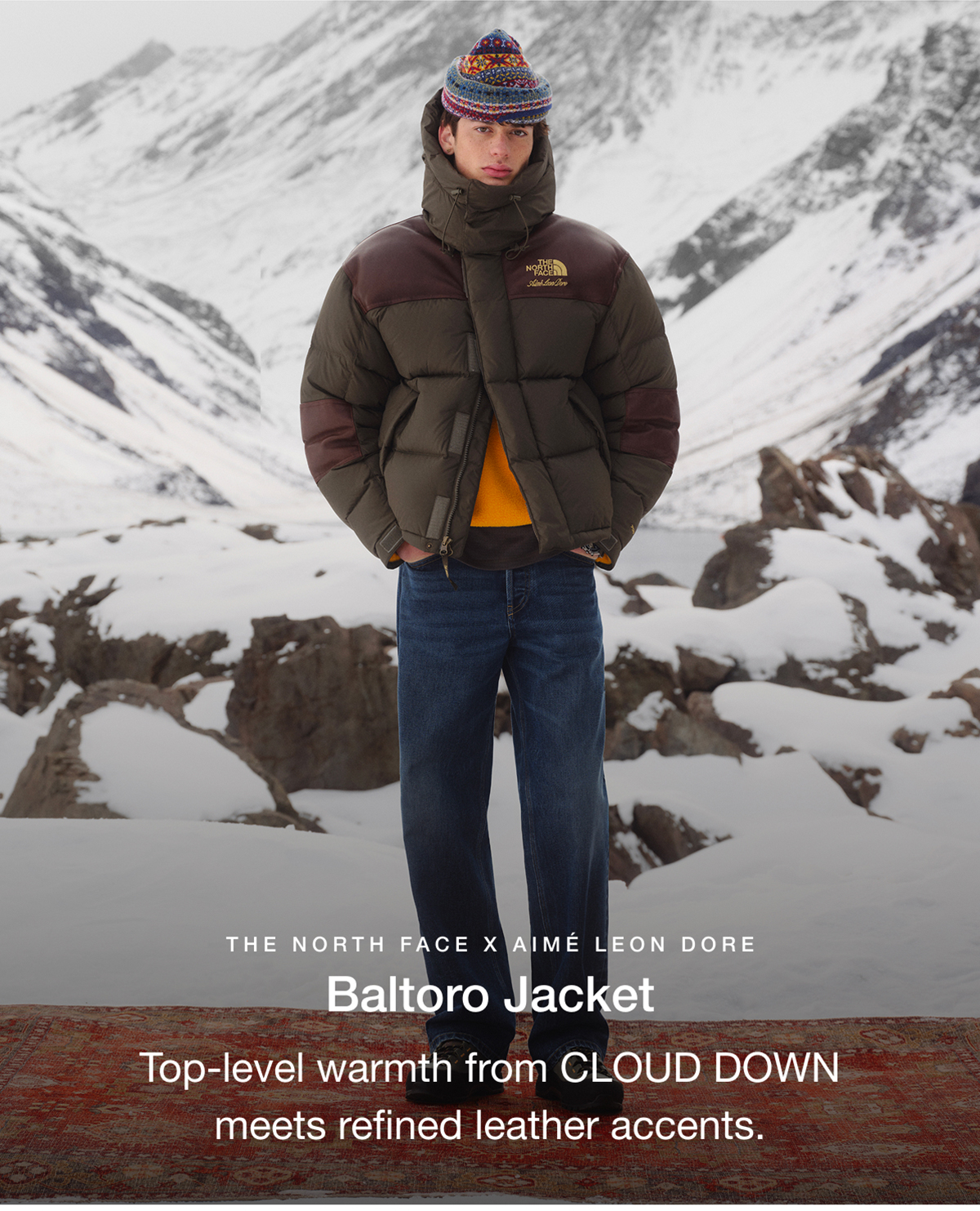 The North Face X Aim&eacute; Leon Dore Baltoro Jacket. Top-level warmth from CLOUD DOWN meets refined leather accents.