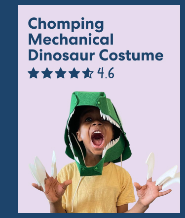 Chomping Mechanical Dinosaur Costume. Rated 4.6 out of 5 stars. Get your rawr on with a big green mechanical dinosaur costume, you build yourself!