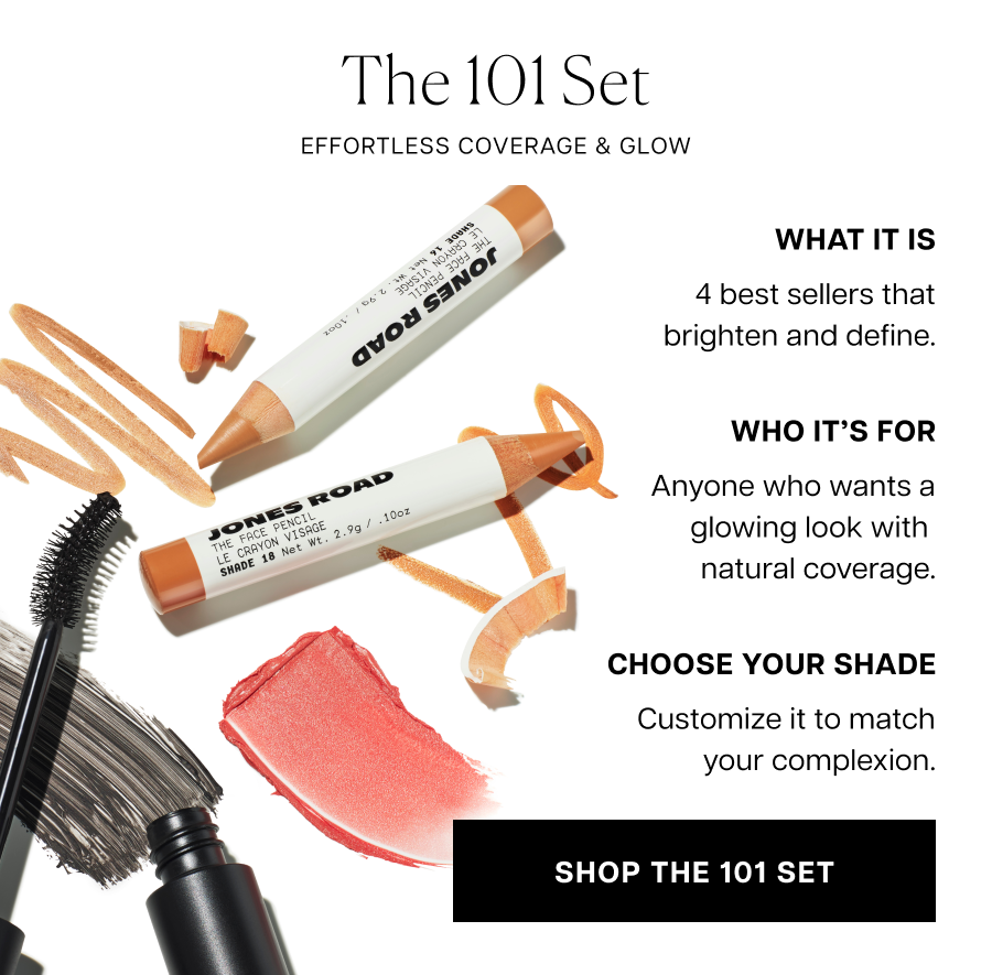 The 101 Set: Effortless coverage and glow. 4 best sellers that brighten and define