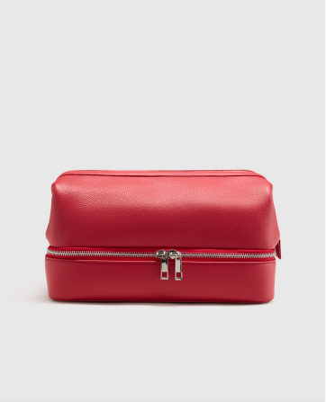 Italian Leather Dual Compartment Toiletry Bag