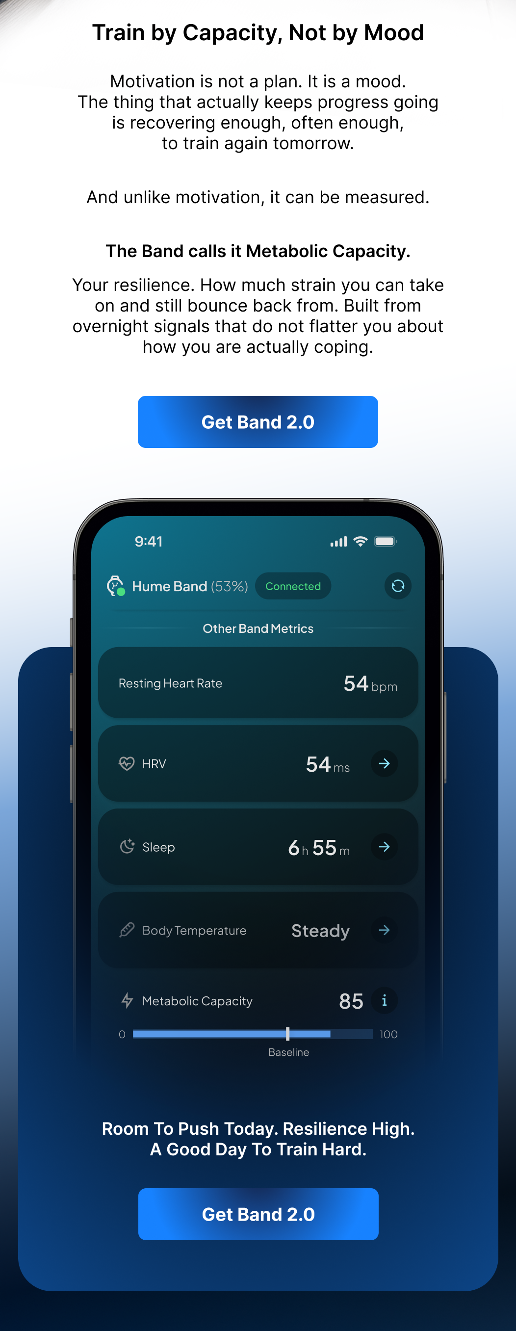 When resilience is high, it's a good day to push. The app tells you when.