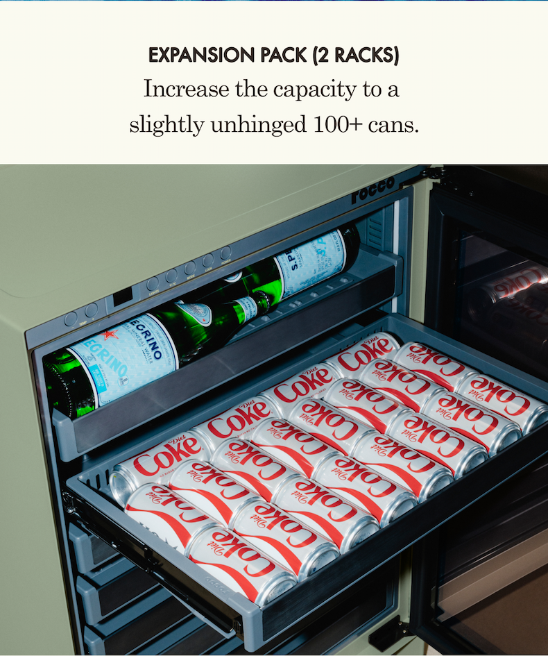 EXPANSION PACK (2 RACKS)  Increase the capacity to a slightly unhinged 100+ cans.
