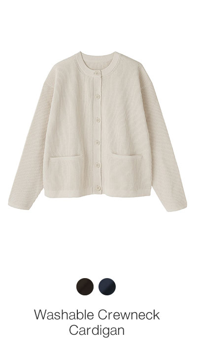 Washable Crewneck Cardigan