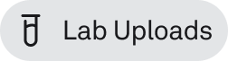 Pill-shaped button with a test tube icon and the label 'Lab Uploads'