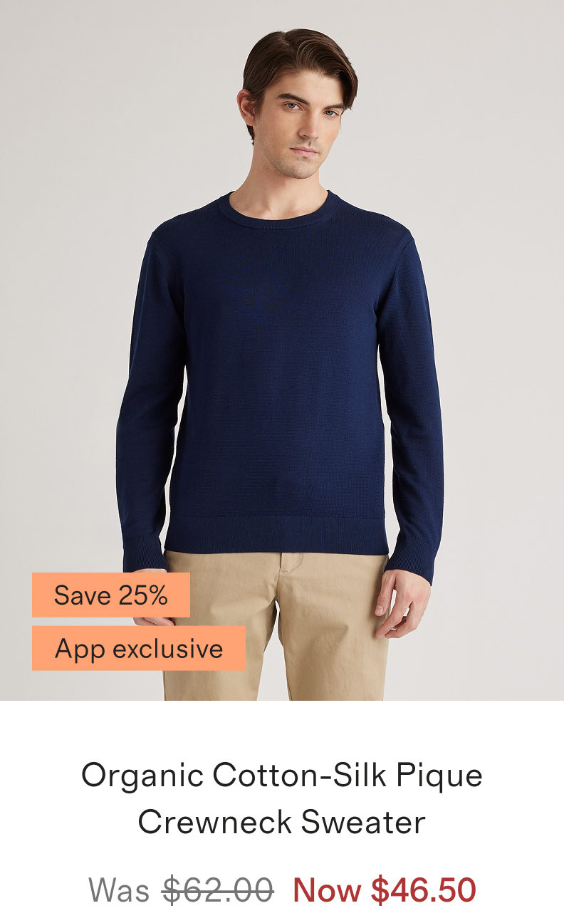 Organic Cotton-Silk Pique Crewneck Sweater