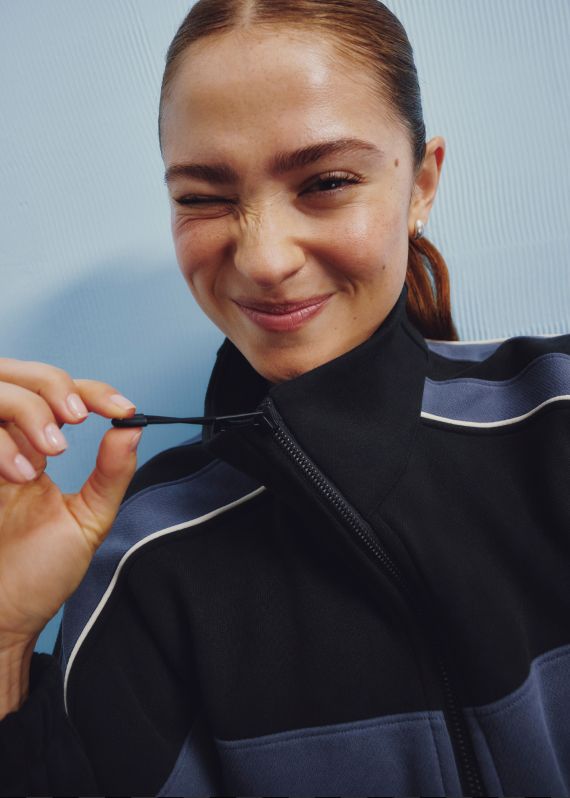 Women's Steady State Oversized Funnel Full Zip Stripe