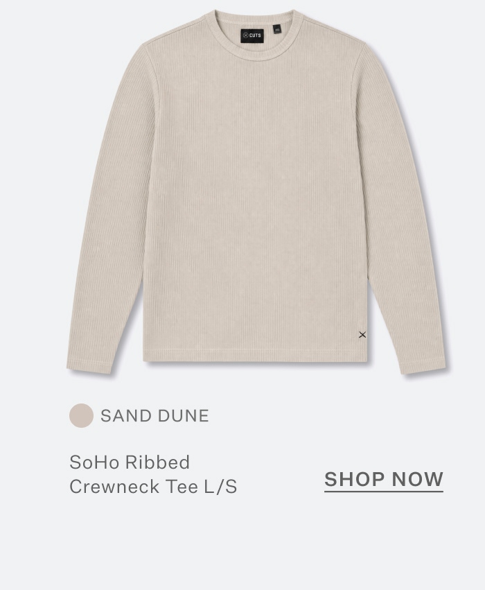 SoHo Ribbed Crewneck Tee Long Sleeve - Sand Dune