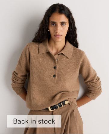 Mongolian Cashmere Button Polo Sweater