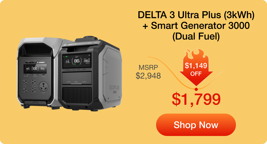 DELTA 3 Ultra Plus (3kWh) + Smart Generator 3000 (Dual Fuel)