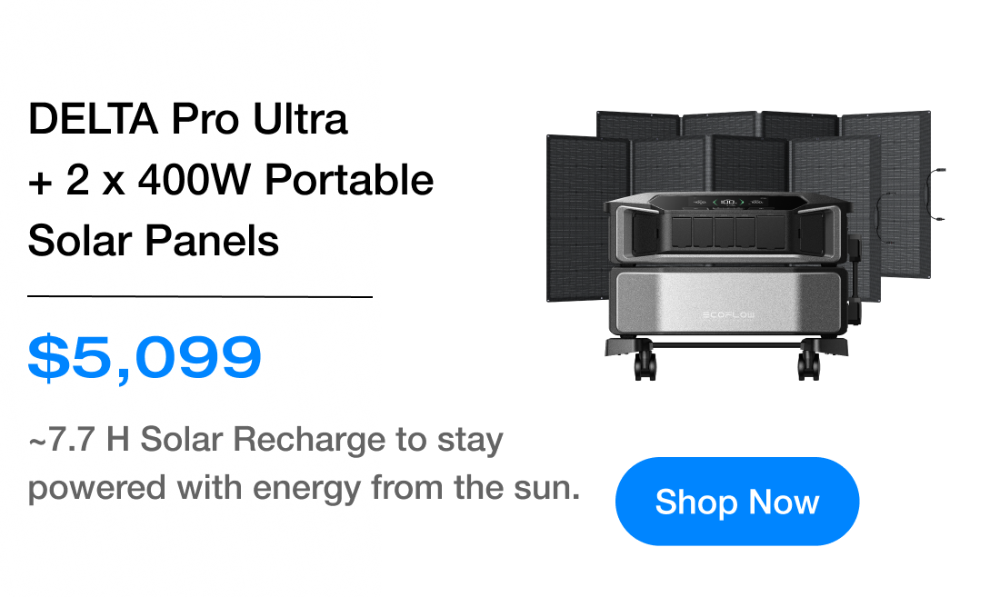 DELTA Pro Ultra + 2 x 400W Portable Solar Panels