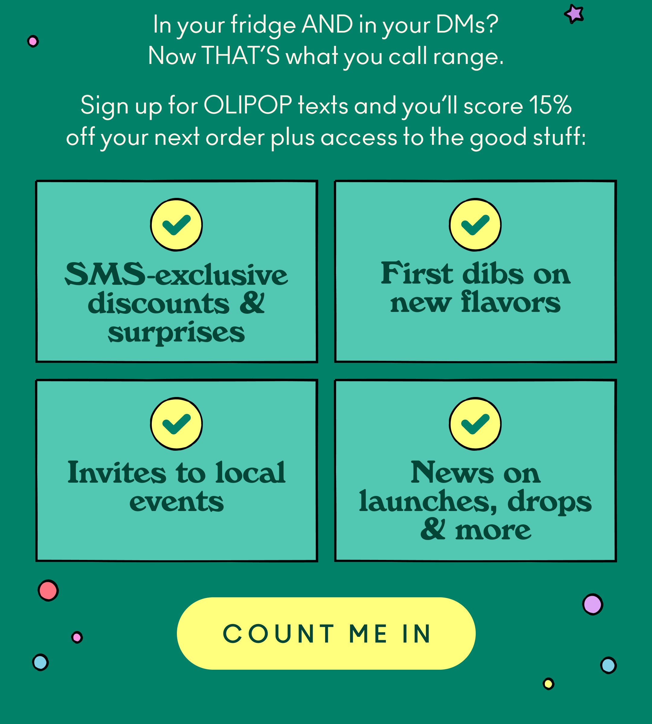 Sign up for SMS and take 15% off
