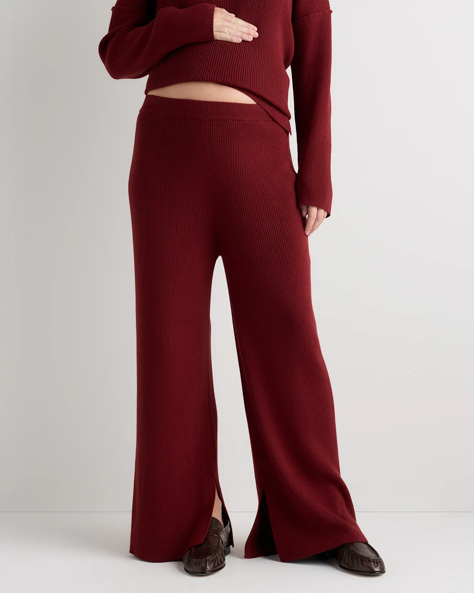 Cotton Cashmere Maternity Wide Leg Pants