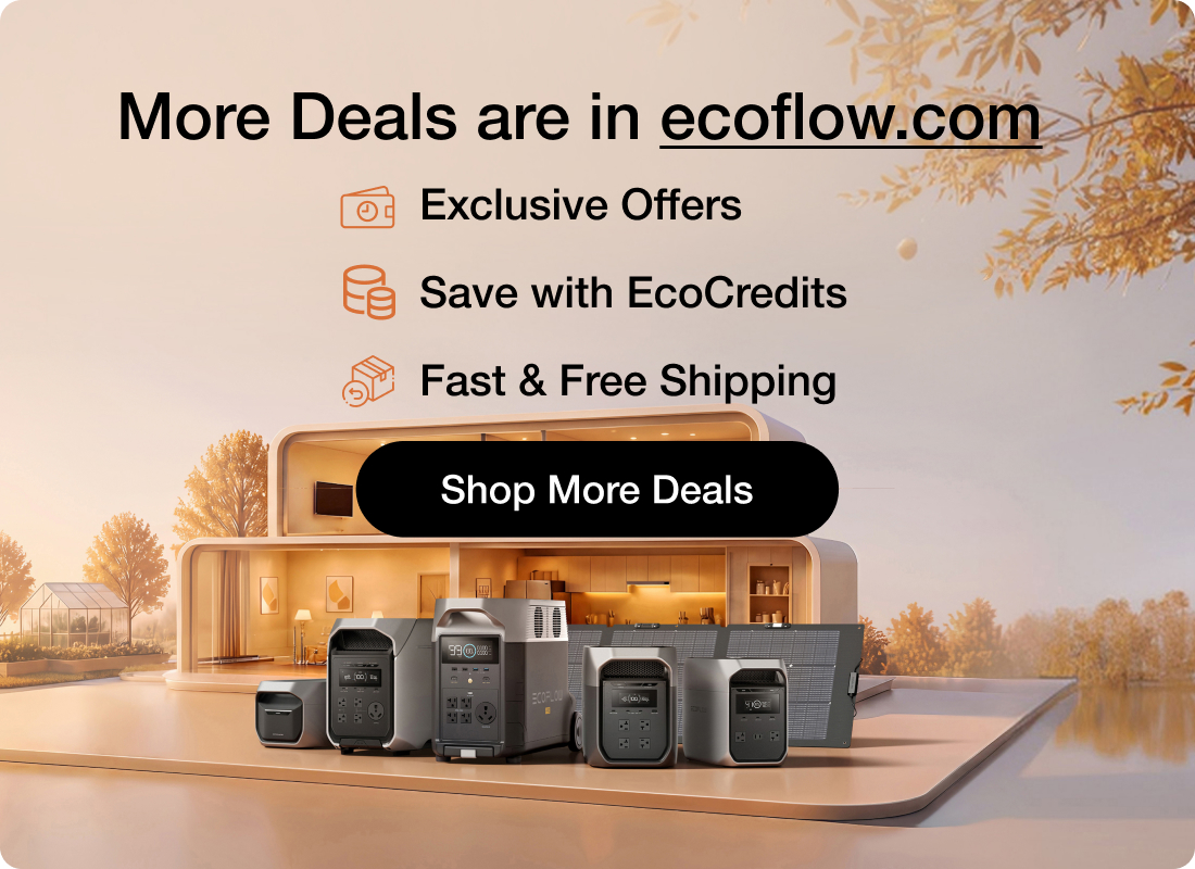 More Deals are in ecoflow.com Exclusive Offers Save with EcoCredits Fast & Free Shipping