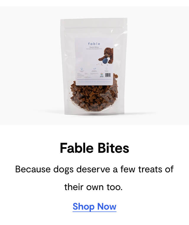 Fable Bites. Because dogs deserve a few treats of their own too. Shop Now