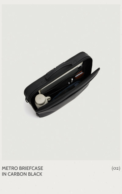 Metro Briefcase in Carbon Black. (02)