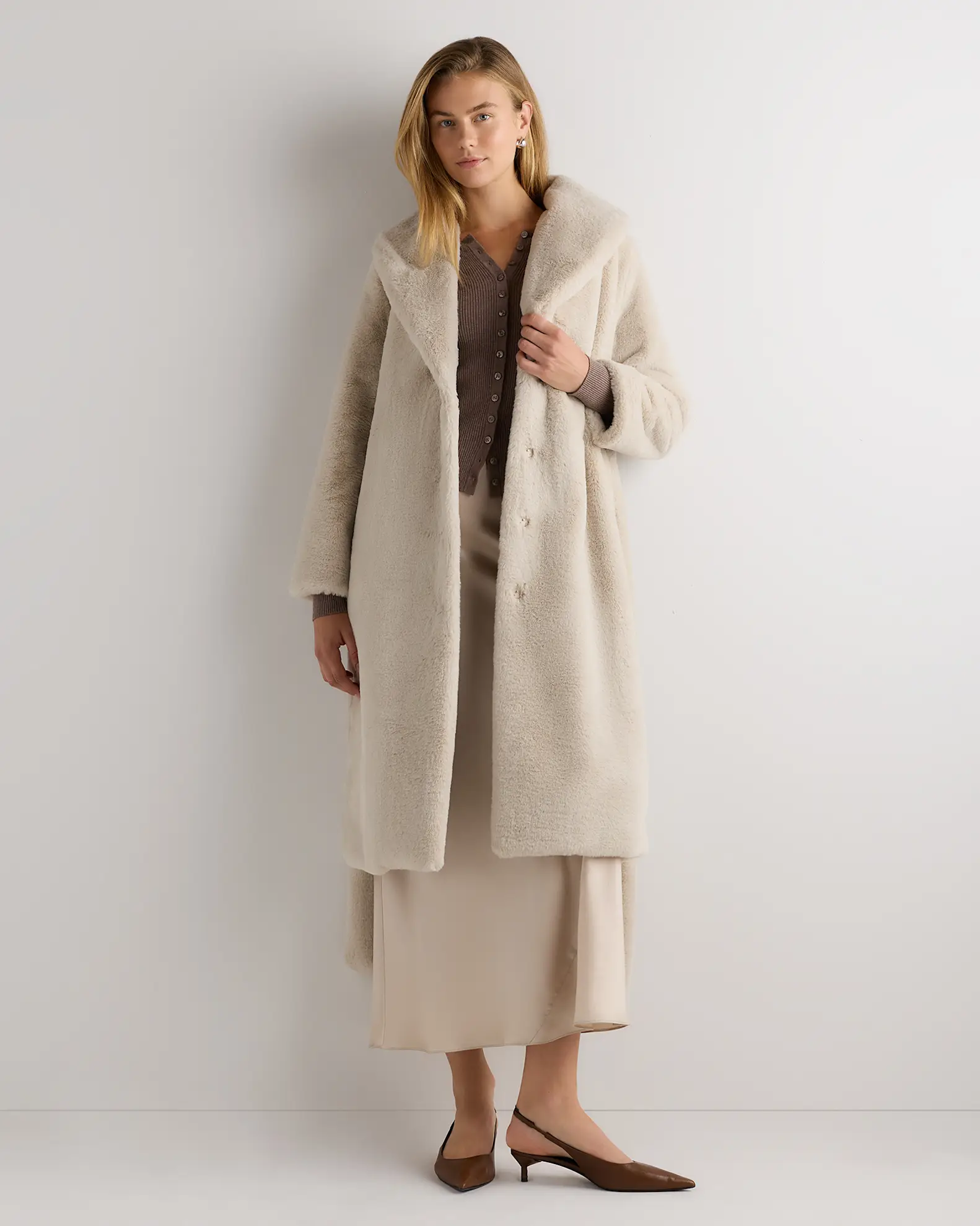 Faux Fur Maxi Wrap Coat