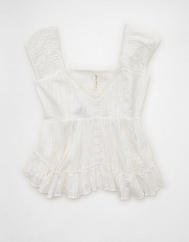 AE Lace Trim Babydoll Blouse