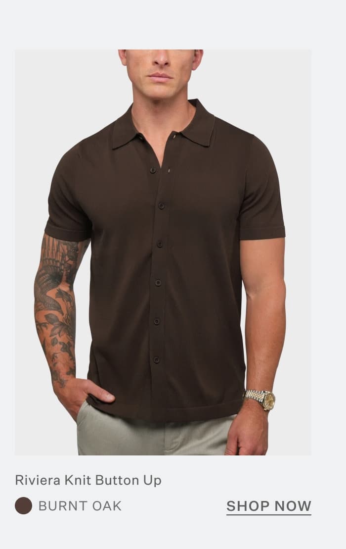 Riviera Knit Button Up - Burnt Oak