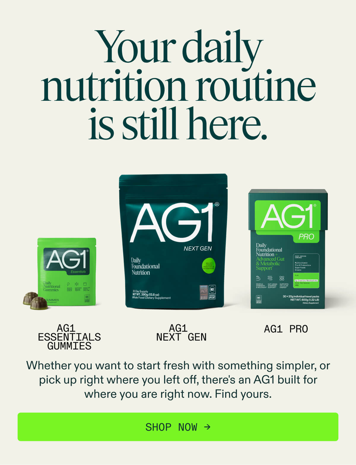 Your daily nutrition routine is still here