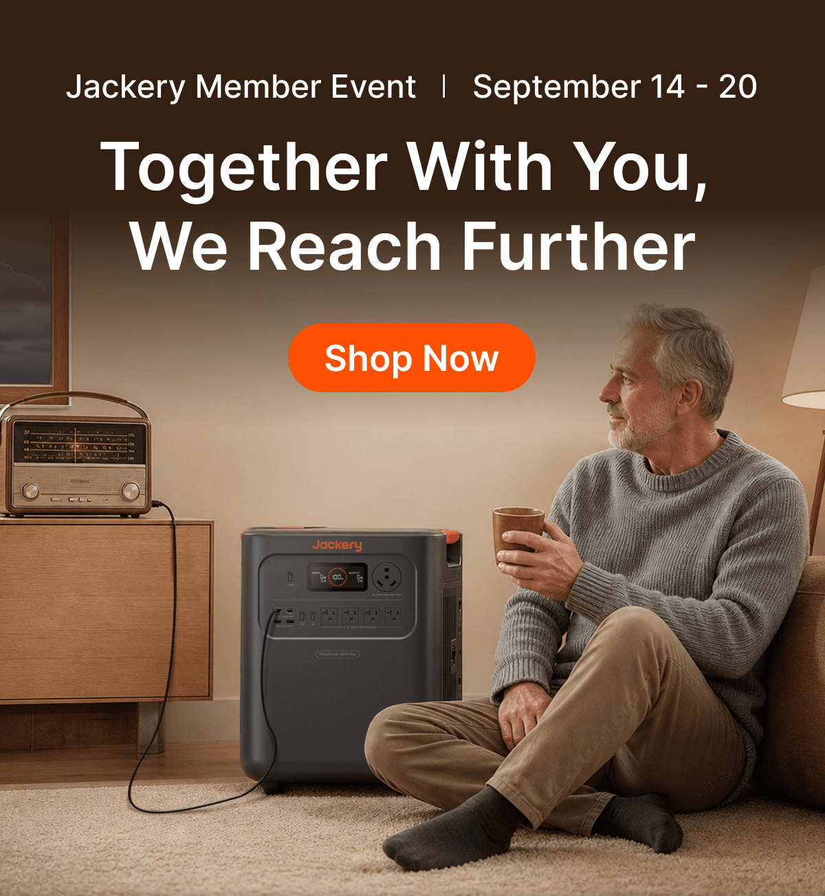 Jackery Labor Day Sale: Save up to 50% with a "Shop Now" button.
