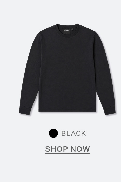 Riviera Luxe Knit Crewneck Long Sleeve Tee - Black