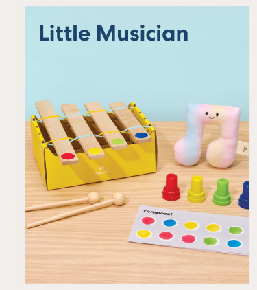 Little Musician. A colorful wooden music set with a xylophone and hands-on instruments.
