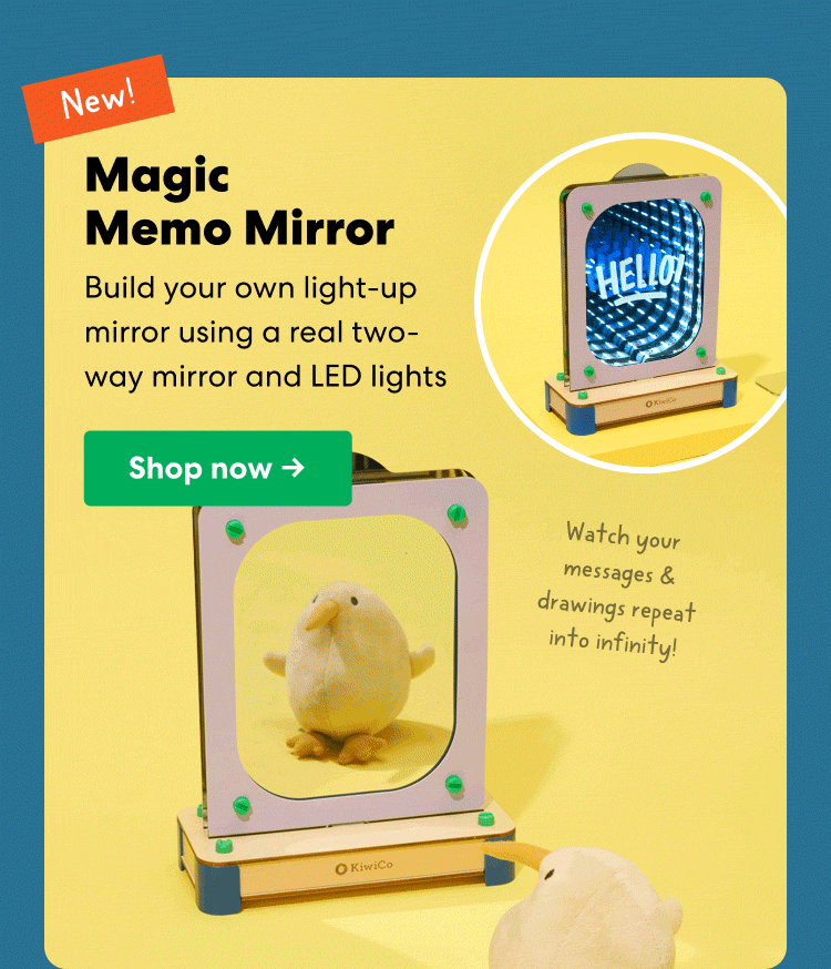 Magic Memo Mirror. New. Build your own light-up mirror using a real two-way mirror and LED lights. Write glowing messages and drawings on the illuminated mirror. Shop now ->