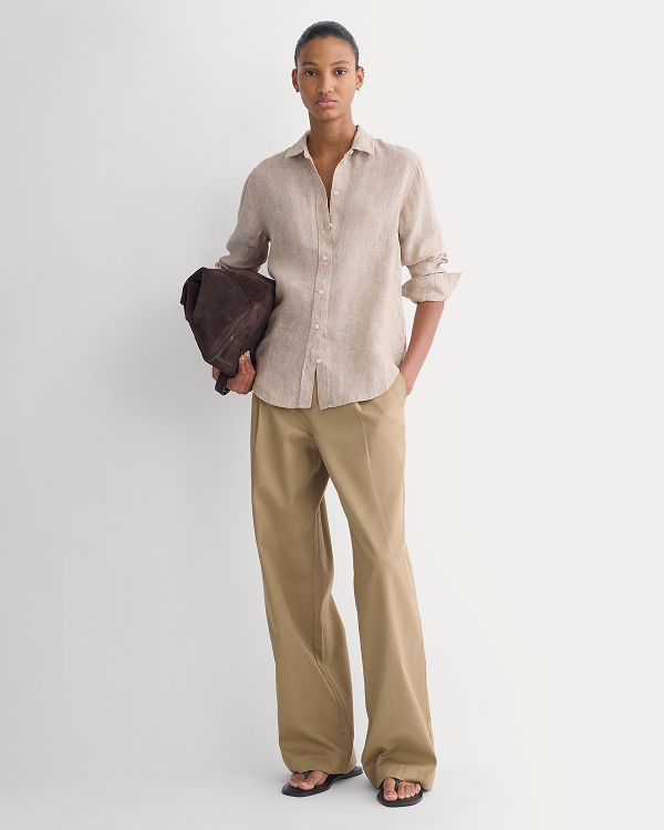 Image | Model in The Must-Have Shirt in Linen | Cornstalk Chambray