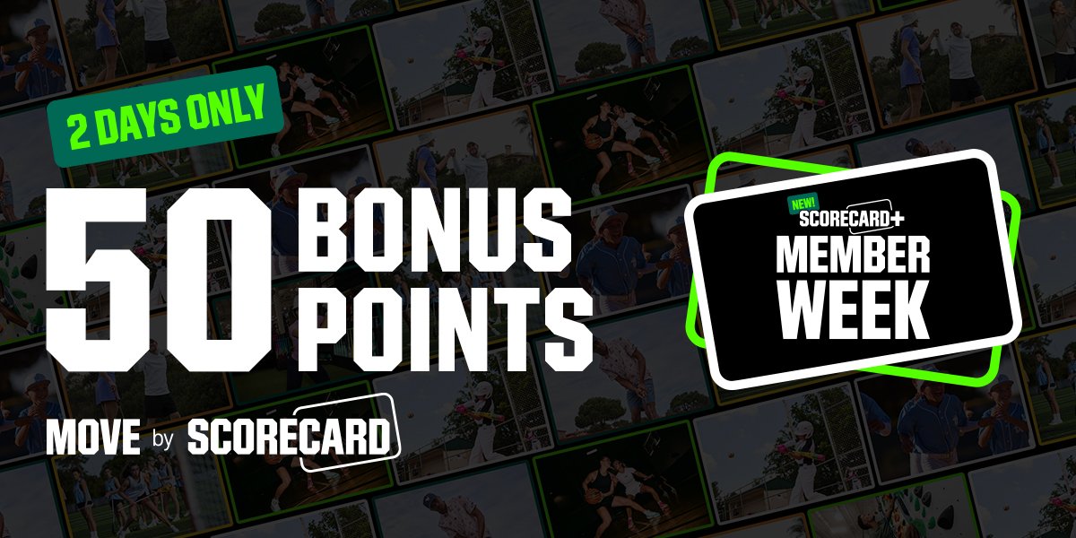 New. Scorecard + member week. 2 days only. 50 bonus points. Move by scorecard.
