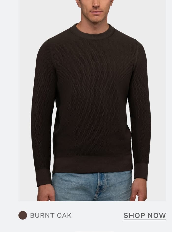 Palisade Textured Knit Crew Sweater - Burnt Oak