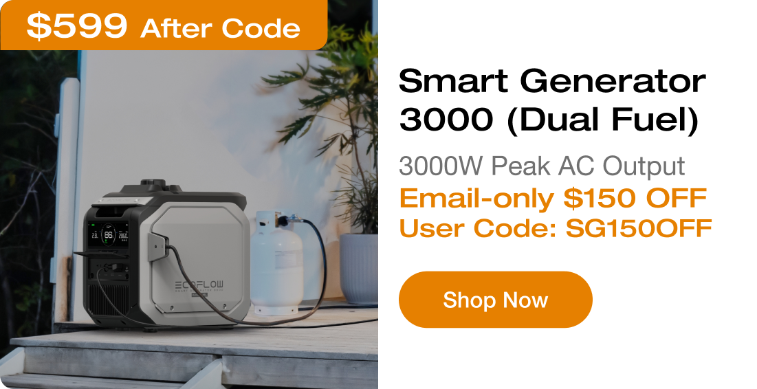 Smart Generator 3000 (Dual Fuel) 3000W Peak AC Output Email-only $150 OFF User Code: SG150OFF