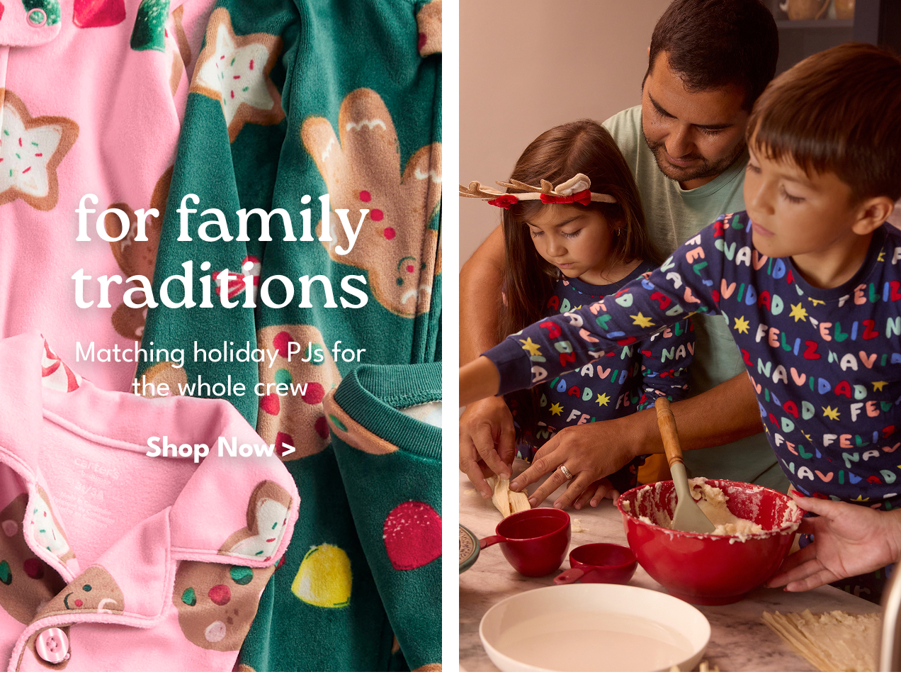 for family traditions | Matching holiday PJs for the whole crew | Shop Now >