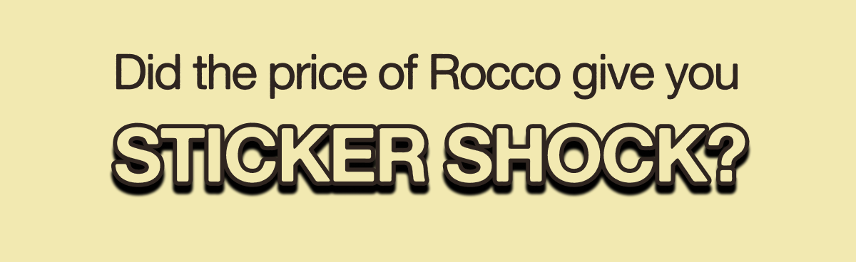 Did the price of Rocco give you STICKER SHOCK?