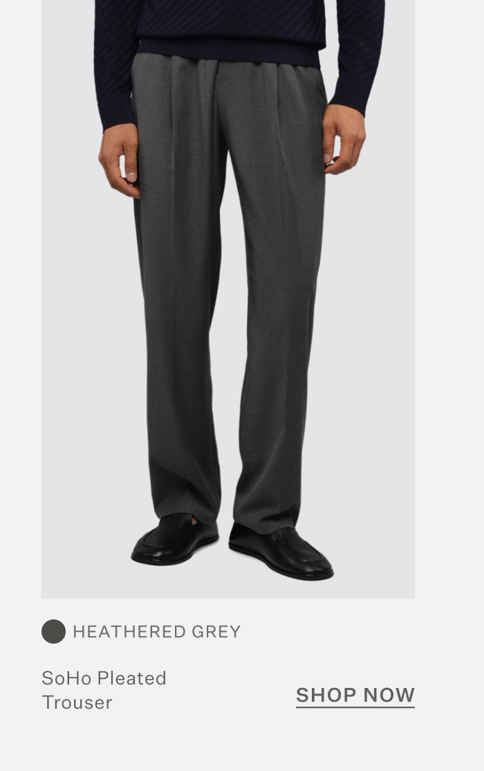 SoHo Pleated Trouser - Heathered Grey