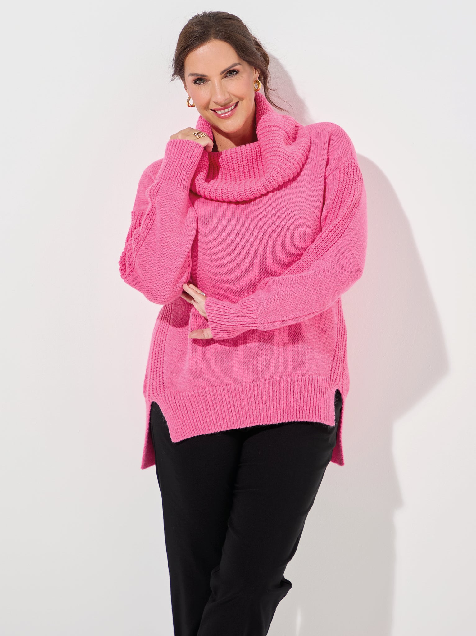 Image of Keira Cowl Neck Jumper - Taffy Pink