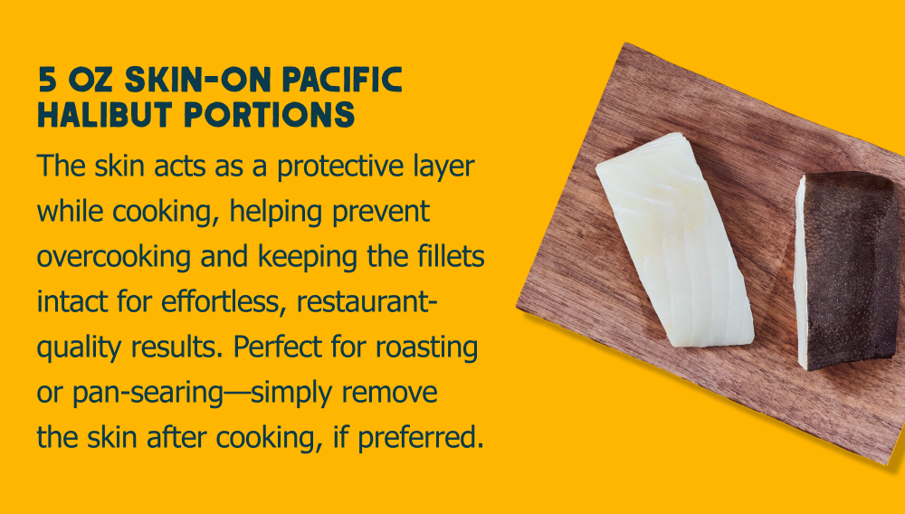 5 oz Skin-on Halibut Portions
