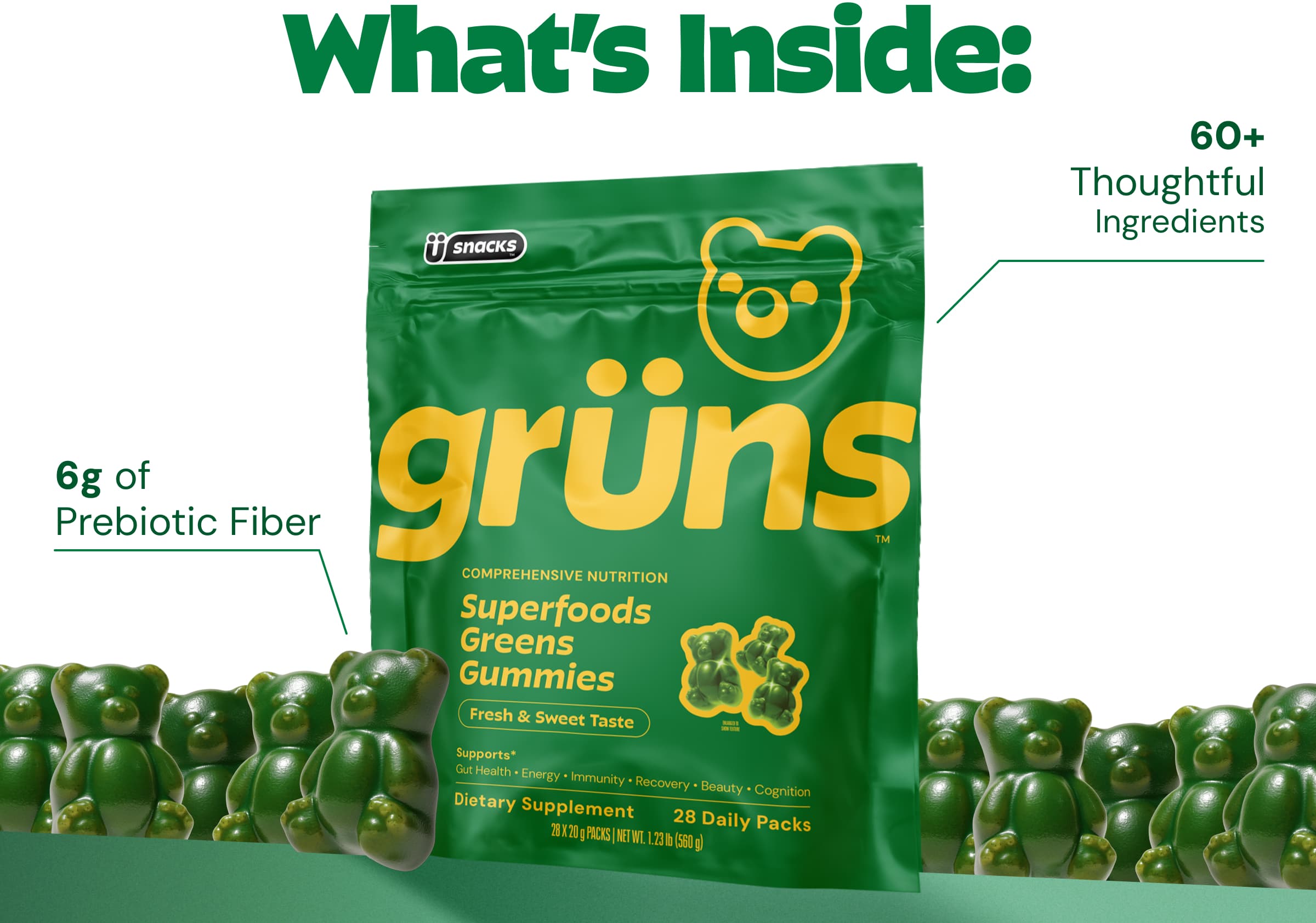 What&rsquo;s Inside: 60+ Nutrient- Dense Ingredients. 6g of Prebiotic Fiber.